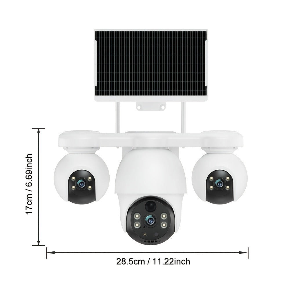 Cámara de seguridad exterior de 8MP con sistema PTZ de triple lente, /inclinación de 355°, detección humana PIR, audio bidireccional, visión nocturna a todo color, cámara WiFi adecuada para vigilancia empresarial, aplicación y notificaciones de alarma