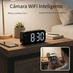 Cámara con reloj digital 1080P FHD, cámara de seguridad con tarjeta SD de 32 GB, punto de acceso AP y WiFi6, visualización remota en tiempo real, almacenamiento local, detección de movimiento, para uso en interiores en hogar, oficina y tienda inteligentes