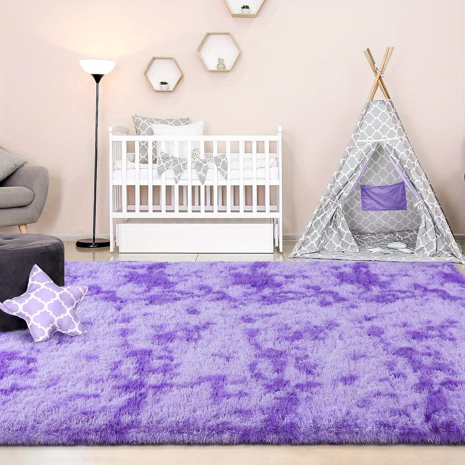 1 alfombra suave de felpa, alfombra de felpa antideslizante, alfombra suave de felpa para mesita de noche, alfombra tie-dye para sala de estar, decoración del hogar, alfombra para dormir mascotas, alfombra para dormitorio y sala de estar, decoración de la