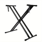 Soporte para teclado ajustable en altura de 49 cm a 97 cm, plegable tipo X con doble refuerzo para teclados y pianos digitales (barra fija)