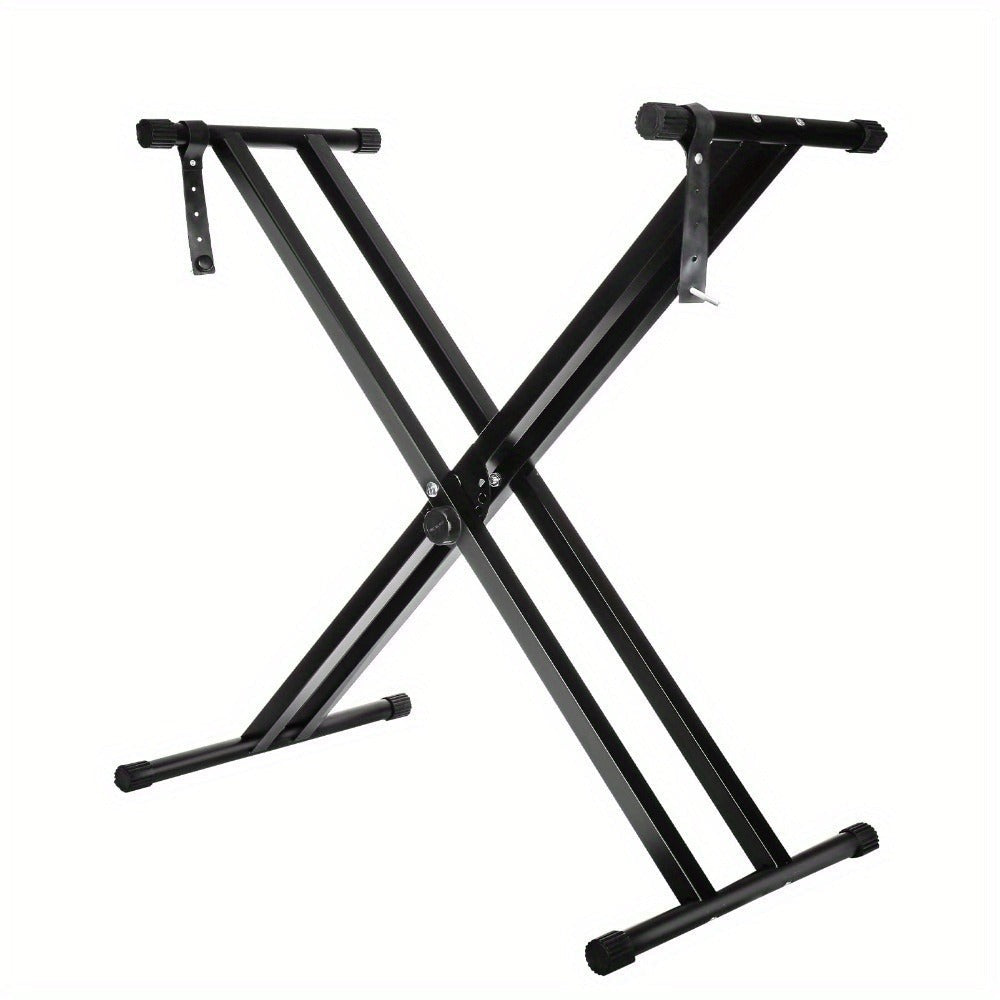 Soporte para teclado ajustable en altura de 49 cm a 97 cm, plegable tipo X con doble refuerzo para teclados y pianos digitales (barra fija)