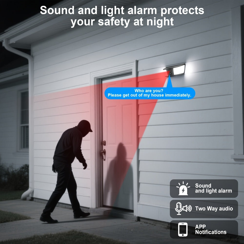 ANRAN Cámara de Luz Solar de Pared, una Cámara de Seguridad Solar para Exteriores que se Convierte en una Luz de Pared, Cuenta con Conectividad Inalámbrica 2.4G para la Seguridad del Hogar, Detección de Movimiento con IA, Iluminación Activada por Movimien