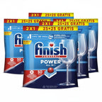 Finish Power All in 1 - Pack de 5 Paquetes De 25+25 (250) Pastillas, o Pack De 2 Paquetes De 25+25 (100) Pastillas para lavavajillas sin fosfatos, con potente Powerball para eliminar las manchas de grasa más difíciles.