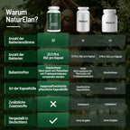 Cápsulas de cultivos probióticos complejos, 23 cepas bacterianas con complejo B activo y fibra de acacia, resistentes al ácido estomacal, veganas, 20,5 mil millones de UFC/dosis diaria, fabricadas en Alemania, 60 cápsulas, Naturelan