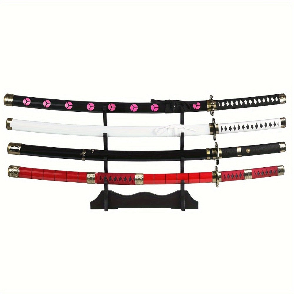 3 Piezas Set de Espadas Anime, Hoja de Bambú Segura No Afilada, Accesorio de Cosplay, Katana Espada Samurái, Regalo de Halloween y Navidad, Cinturón y Soporte para Espada