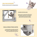 Árbol para Gatos de 185 cm, Torre Grande para Gatos de Interior, Mueble para Gatos con 2 Plataformas, 3 Condominios, 6 Postes para Rascar, 2 Cestas, Pompones y Cojín Lavable