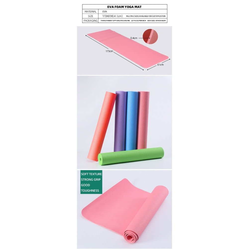 1 paquete - 6mm / 8 mm/10mm (morado / negro / Rosa / azul / gris) almohadilla de yoga antideslizante antisísmica engrosada, estera de yoga sólida duradera 183 * 61cm, almohadilla de fitness de amortiguación grande, almohadilla de fitness universal para ho