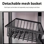 1pc Estante Rodante Ajustable de 4 Niveles con 3 Cestas de Alambre y Estructura Independiente - Unidad de Almacenamiento Móvil Ideal para Garaje, Despensa, Baño, Organizador de Armario, Ahorro de Espacio, Regalo para Hogar Nuevo, Estructura de Metal Pinta