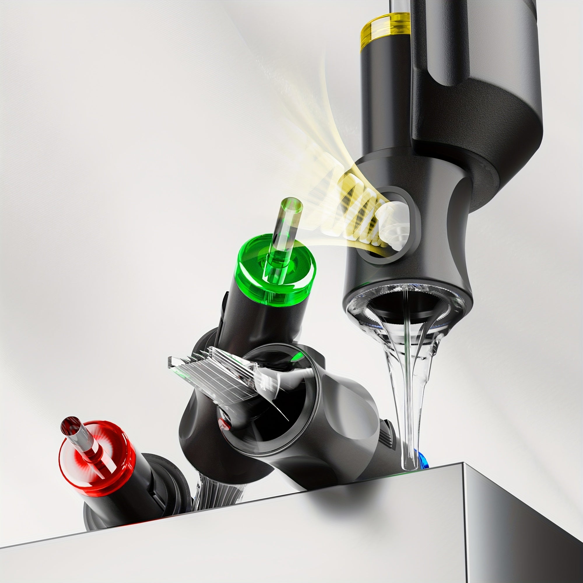 Kit de pluma máquina de tatuaje rotativa inalámbrica POSEIDON, motor sin núcleo de trazo ajustable de 2.4-4.2 mm, dos baterías con pantalla digital de 2300 mAh, viene con 10 agujas de tatuaje y otras adiciones