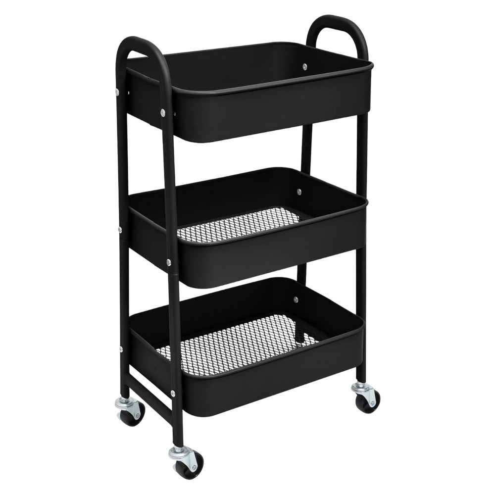 Estantera Metlica Modular de Almacenaje: Organizacin Verstil para Espacios Amplios y Compactos - Acero Galvanizado + 4 Baldas MDF, 70 x 39 x 29cm - 100Kg por Balda Estanteria cesta cesto de Fruta o Multiuso de 3 pisos ( fruta-001)