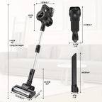 Aspiradora de Mano Inalámbrica 45KPa con Base Autónoma, Limpieza Multisuperficie 6 en 1, Autonomía de 20/60 Min, Ligera 2.72KG,  180° y LED//Aspirador de Pelo, Batería Extraíble - Para Hogar, Pelo de Mascotas, Suelos Duros
