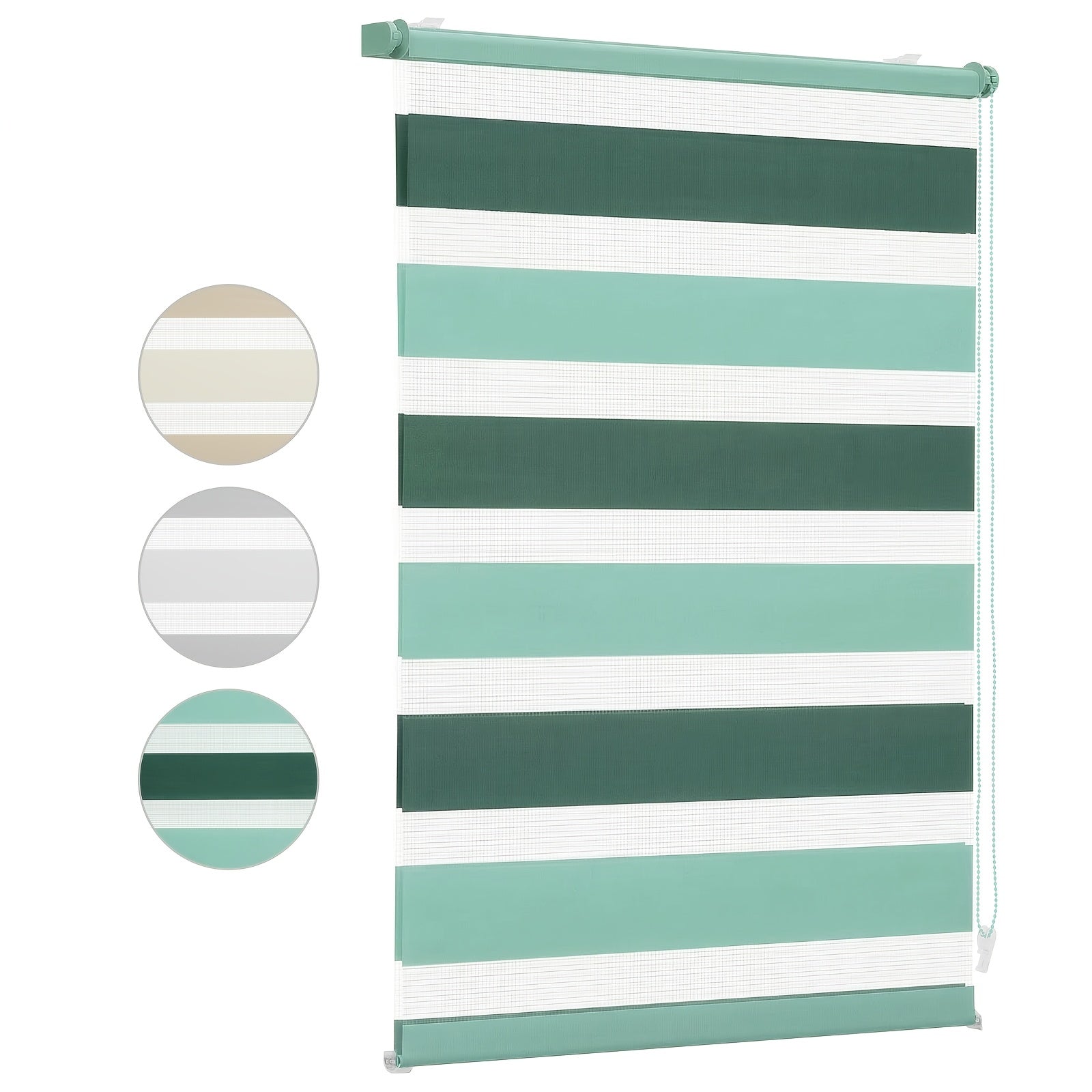 Persianas enrollables dobles Sekey con fijación de clip (no requiere taladrar) para ventanas, persianas enrollables dobles de dos tonos, persianas enrollables duo, protección solar, blanco y gris claro, marrón claro y gris-marrón, verde y verde claro