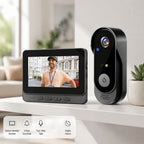 Timbre de video sin varillas con pantalla de 4.3 pulgadas, kit de cámara de seguridad para timbre sin varillas que incluye visión nocturna, intercomunicador bidireccional, grabación de imágenes y vídeo, almacenamiento ampliable con tarjeta SD, apto para v