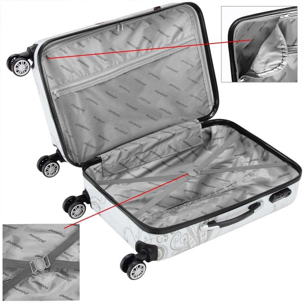 MONZANA® 4x Maletas de Viaje Butterfly Equipaje 42L 66L 98L y Neceser 4 Ruedas 360° Cierre Combinación