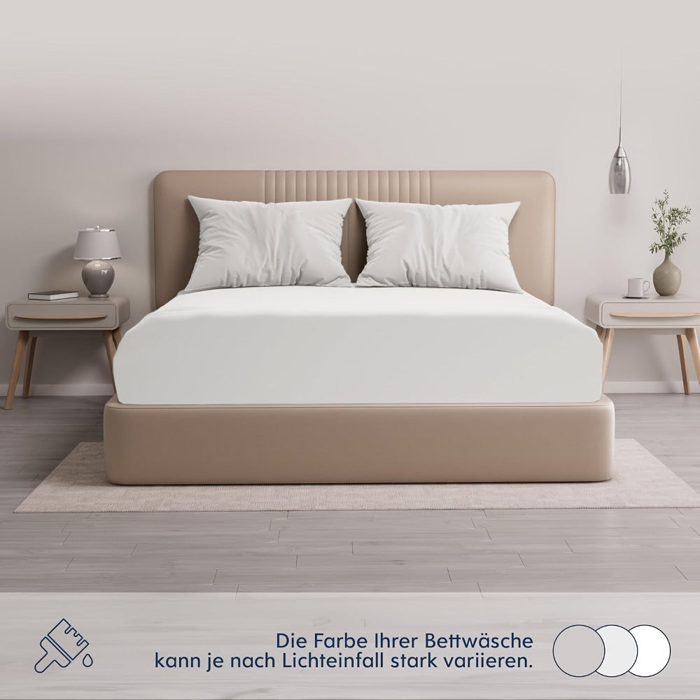 Sábana bajera ajustada de 1 pieza 100% algodón egipcio, diseño elástico en todo el contorno, color liso, apta para colchones de 90x200 a 200x220 cm, transpirable, lavable, de cobertura total, sábana perfectamente ajustada