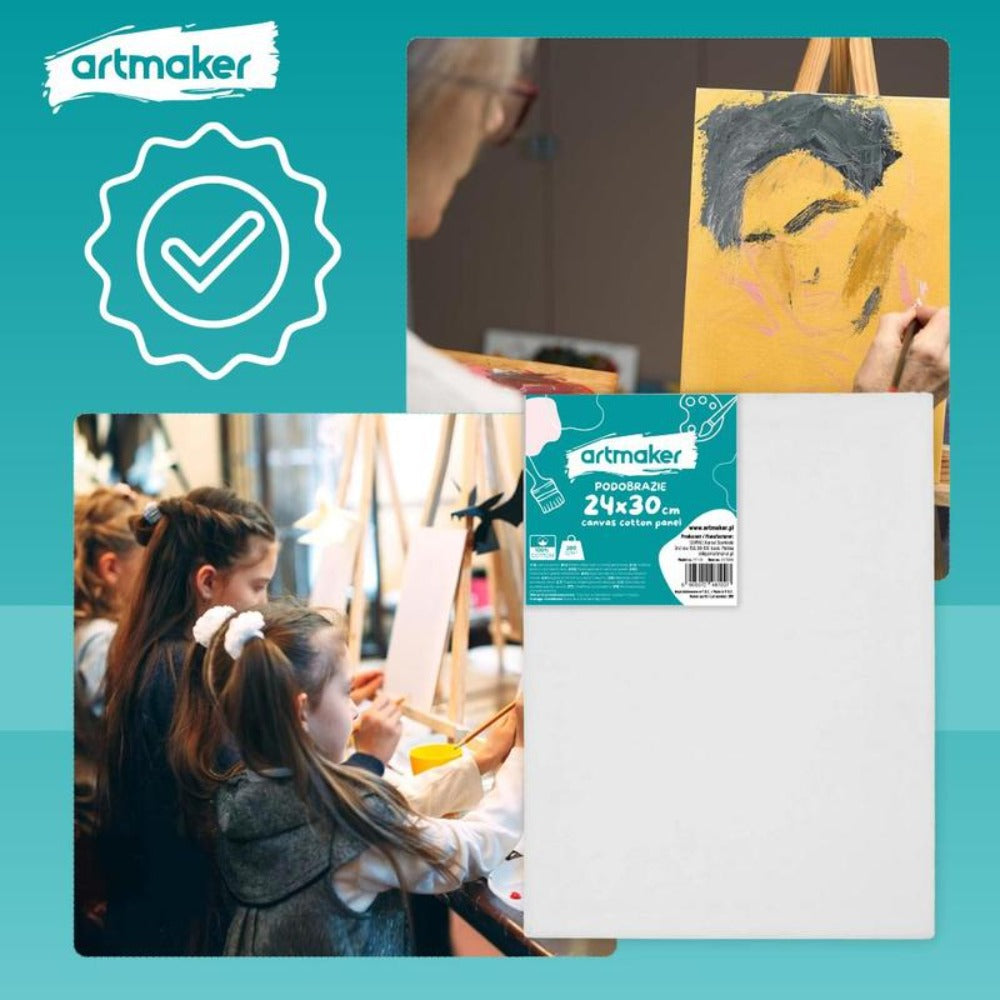 Artmaker Juego de 9 Paneles de Lienzo para Pintura 24x30 cm, 100% Algodón 280 GSM, Base Preparada para Acrílico, Óleo y Acuarela, Lienzo Blanco y Suave sobre Tablero de 3 mm, Listo para Uso por Artistas Profesionales y Aficionados, Base de Alta Calidad pa