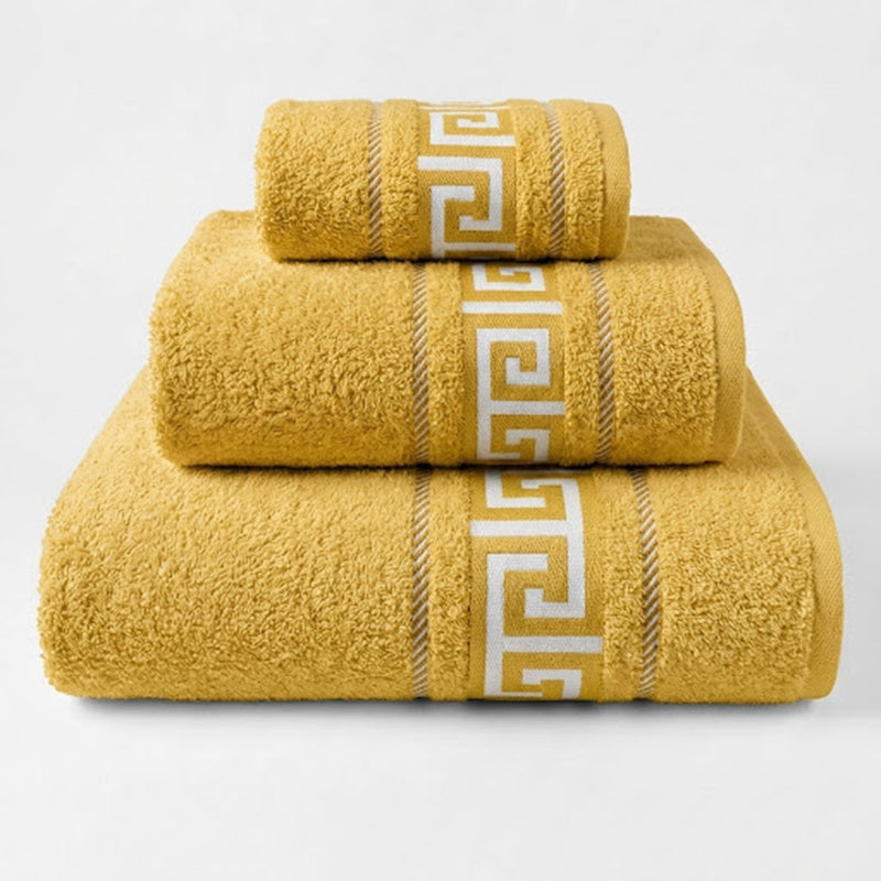 Juego de Toallas de Algodón 100% (3 Piezas) - Incluye Toalla de Tocador, Lavabo y Ducha | Tacto Suave, Ultra Absorbentes con Diseño Elegante de Lunares | Set Premium para Baño