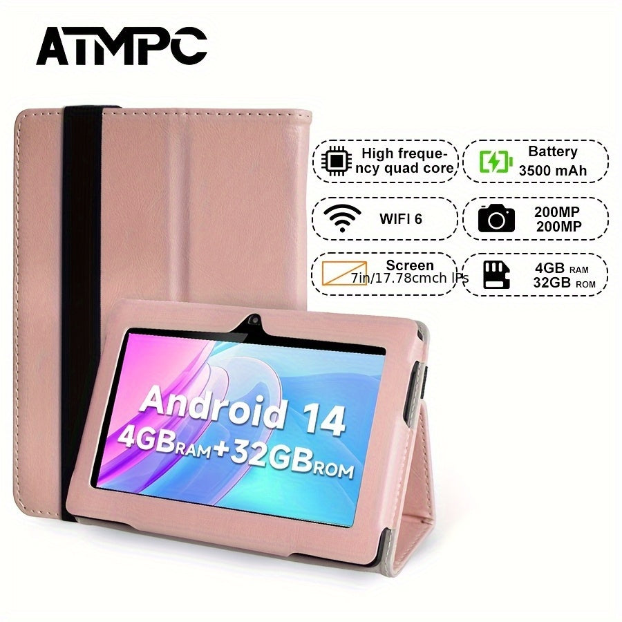 Tablet | Tablet Android 14 de 7 pulgadas, con 4GB (2GB+2GB) de RAM, 32GB de ROM, batería de 3500Mah, procesador de cuad core de alta frecuencia