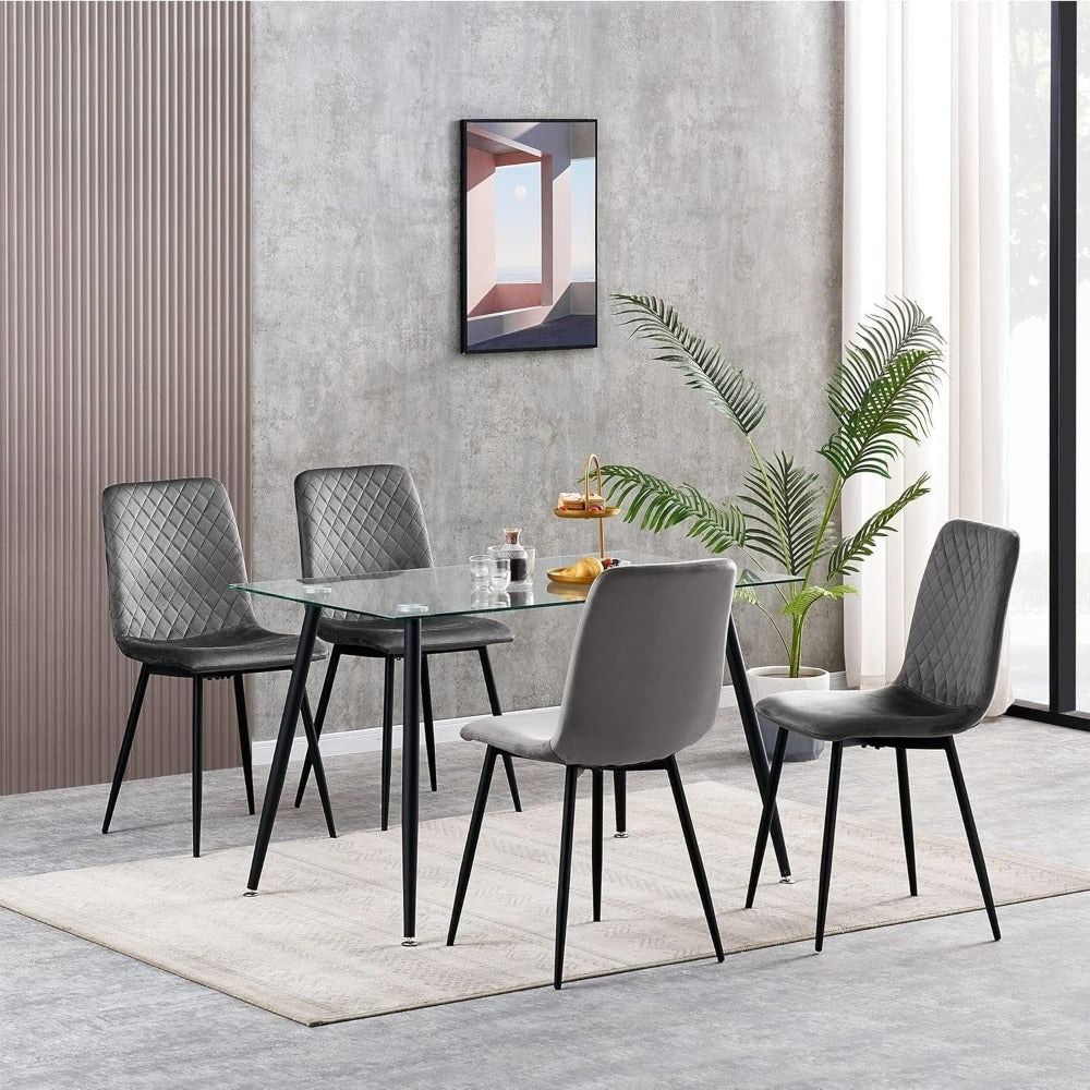 Sillas de comedor MCC Direct en conjunto de 4 piezas Hechas de terciopelo, patas de metal, sillas Lexi, sillas de diseño