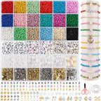 6500 piezas de cuentas de 3 mm en 24 colores | ARTREE Conjunto de cuentas de 3 mm para pulseras , incluye cuentas con letras, ideal para hacer pulseras DIY, collares, artesanías y joyas.