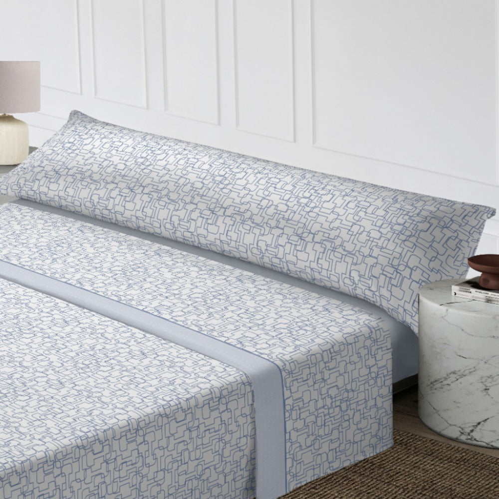 Juego de cama de tres piezas apto para todas las estaciones, que incluye una sábana, una sábana ajustable y fundas de almohada. Medidas: 90 cm, 105 cm, 135 cm, 150 cm y 180 cm.