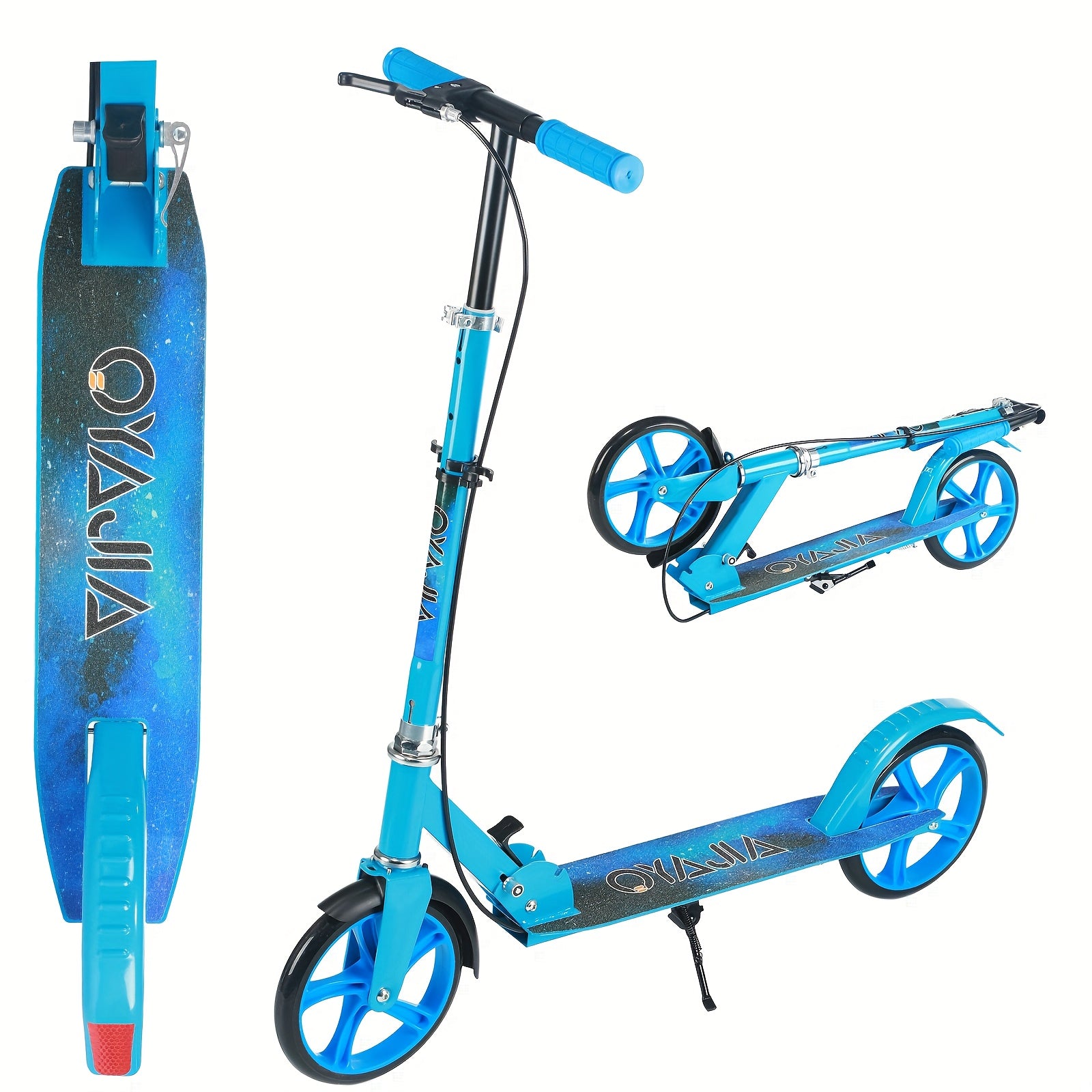 Patinete plegable, patinete de pisar, patinete urbano, patinete para adolescentes y adultos, con freno de mano y manillar ajustable, ruedas grandes y resistentes de PU, gran regalo y juguete