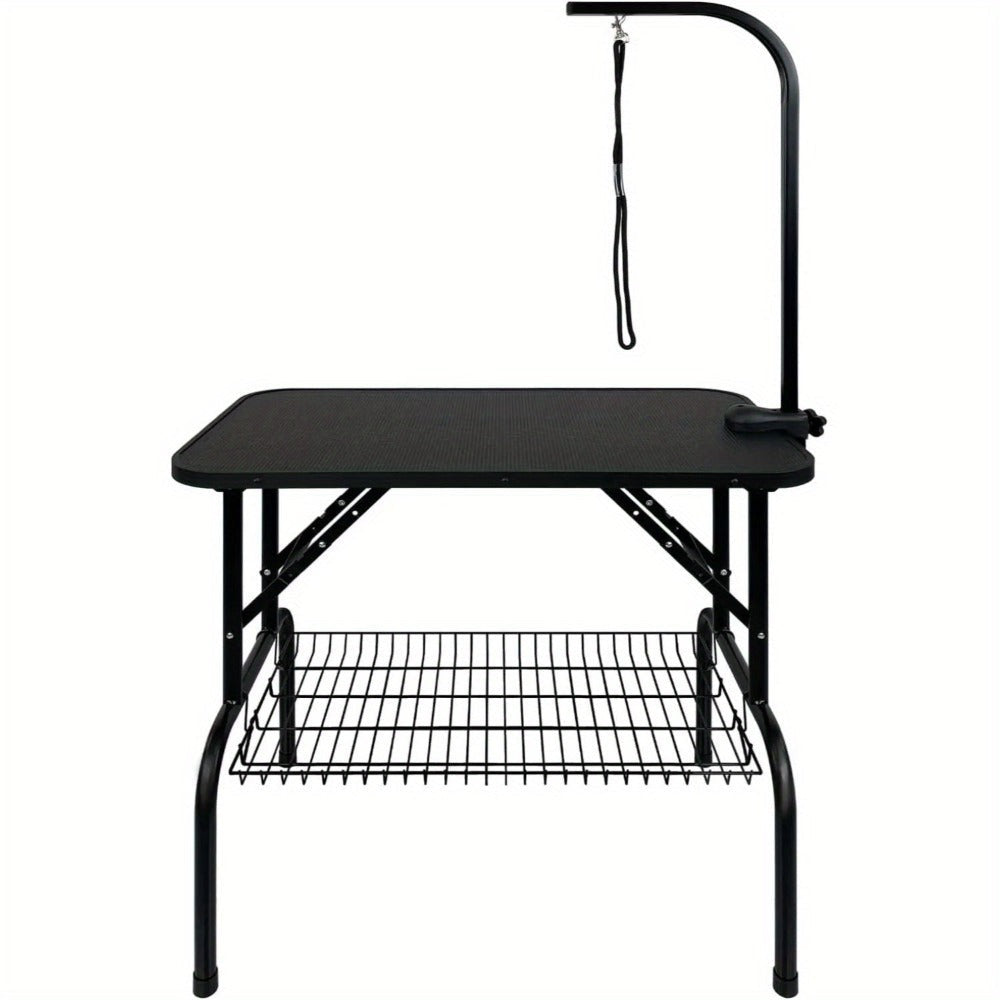Mesa de peluquería ajustable en altura para perros y gatos, con hebilla y diseño plegable