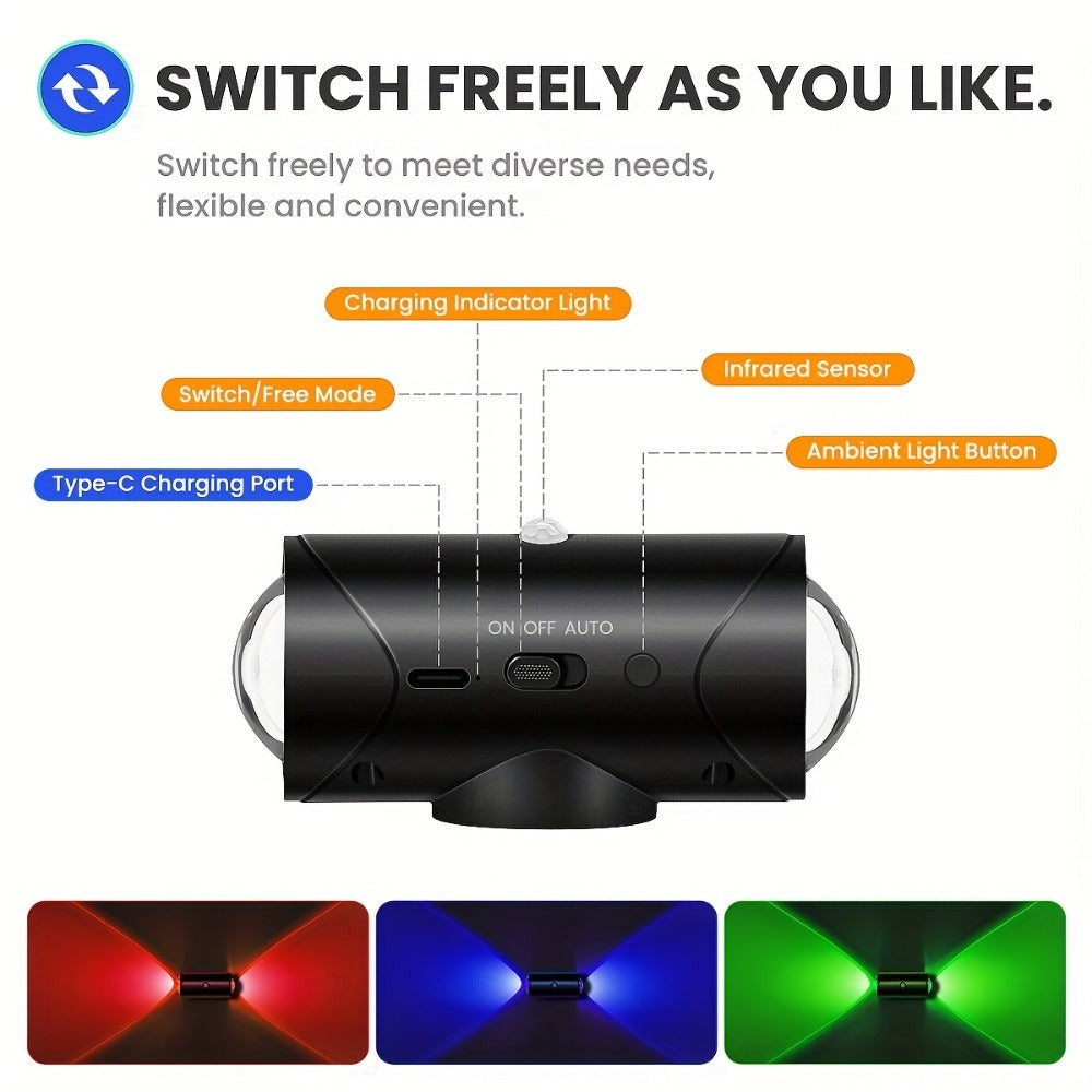 1pc O 2pcs O 4pcs Luz Nocturna con Sensor de Inducción RGB con Cable USB, Batería Grande de 1500Mah, Modo de Luz Constante e Inducción, Utilizada para Interiores, Cocina, Dormitorio, Escaleras, Etc.
