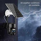 [Zoom 10x] Cámara de seguridad de exterior de 4MP con zoom automático de doble lente, más clara a distancia, cámara de alta definición 2K con panel solar, sistema de monitoreo PTZ de doble lente, foco deportivo WiFi 5G, visión nocturna en color, llamada b