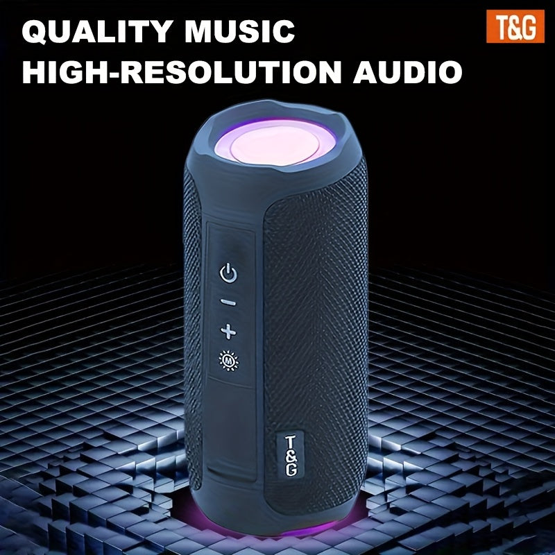 Altavoz Bluetooth | Altavoz Inalámbrico Portátil T&G TG227, IPX4, con Luz LED, Conexión Estéreo TWS, Compatible con Música USB/TF/FM Radio