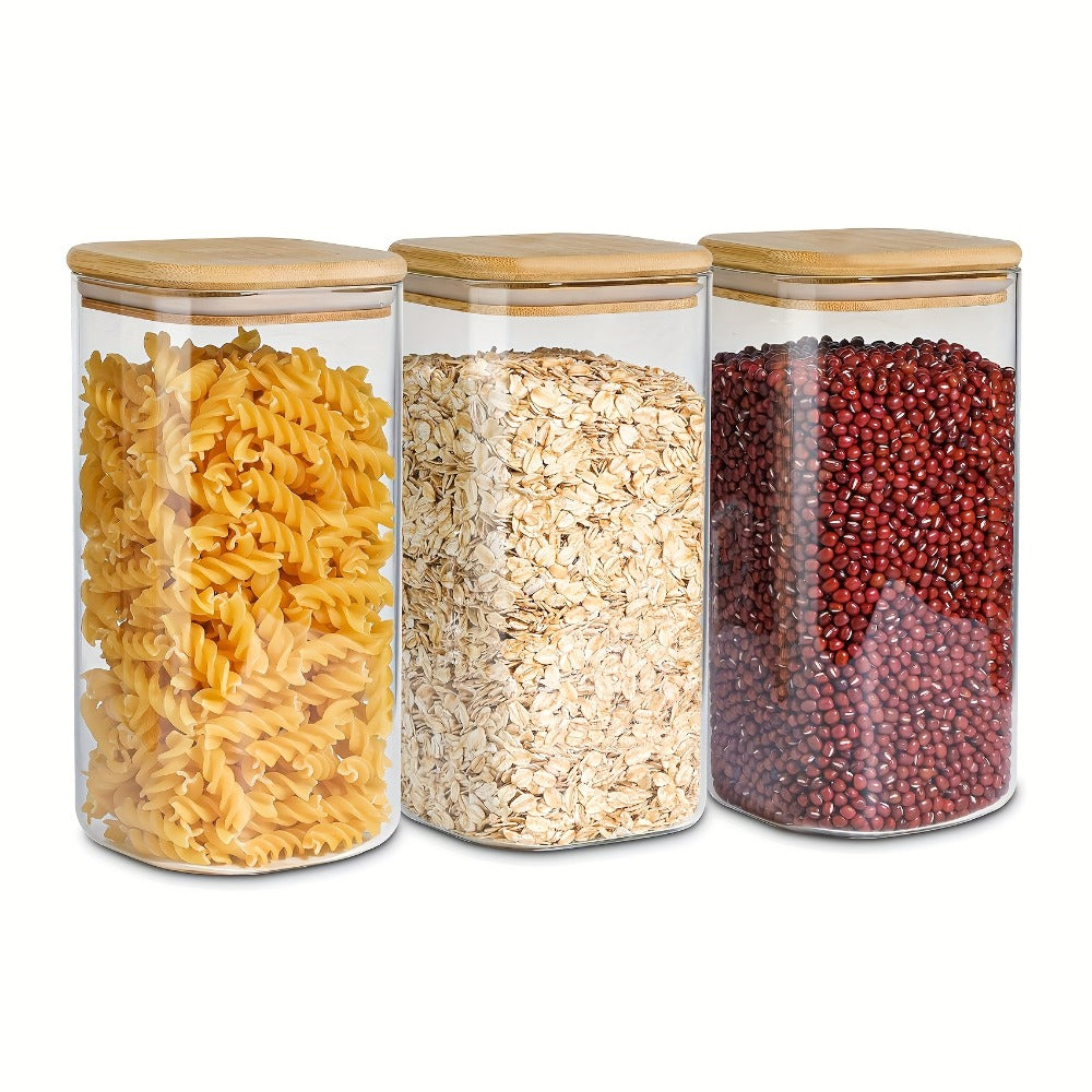 Almacén local, juego de 3/6 tarros de cristal para almacenar alimentos, recipientes de cristal transparente con tapa, botes para almacenar alimentos, tarros para especias, botes para té floreciente, café y azúcar, tarros herméticos de cocina de 24oz/51oz/