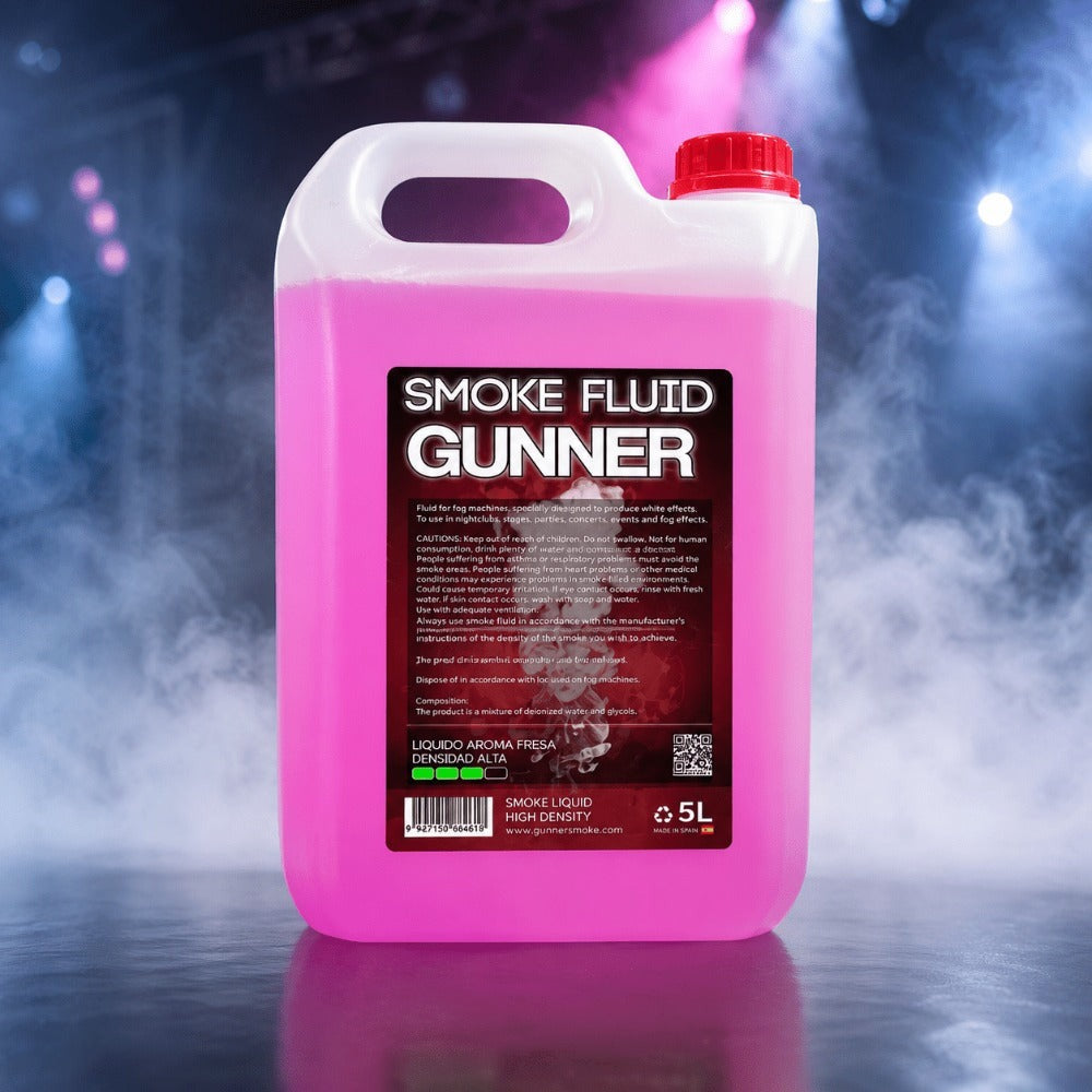 Líquido para Máquina de Humo 5L con Aroma a Fresa - Gunner Smoke | Alta Densidad | Efecto Profesional para Eventos y Fiestas