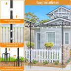 Paquete de 4 postes de metal para guirnaldas de luces de 3.05 metros con horquilla, postes colgantes para terraza, fiesta, boda (sin guirnalda de luces, solo poste)