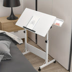 Mesa Rodante de 80X40Cm para Sofá Cama, Mesa Auxiliar Móvil Ajustable en Altura de 64-89Cm, Escritorio Plegable de 4 Ruedas con Bloqueo, Mesa Auxiliar para Sofá, Dormitorio