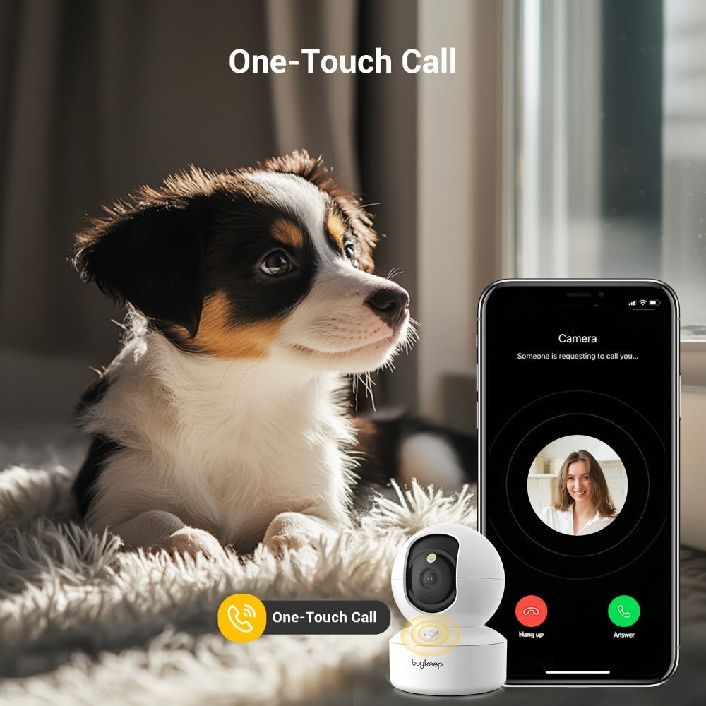 2 unidades BoyKeep Cámara Inteligente WiFi 5g/2.4ghz, Monitor de Seguridad Interior de Alta Definición, Cámara de Seguridad Especial para Mascotas, Vigilancia Panorámica 360°, Visión Nocturna, Llamadas Bidireccionales, Almacenamiento en la Nube