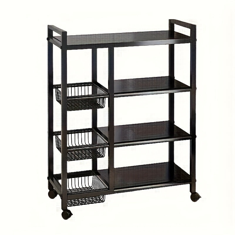 Estante de almacenamiento de metal dorado ajustable de 4 niveles con ruedas y 3 cestas - Estante organizador móvil para cocina, despensa, baño, armario - Diseño rodante para ahorrar espacio, regalo de inauguración y almacenamiento del hogar ()