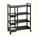 Estante de almacenamiento de metal dorado ajustable de 4 niveles con ruedas y 3 cestas - Estante organizador móvil para cocina, despensa, baño, armario - Diseño rodante para ahorrar espacio, regalo de inauguración y almacenamiento del hogar ()