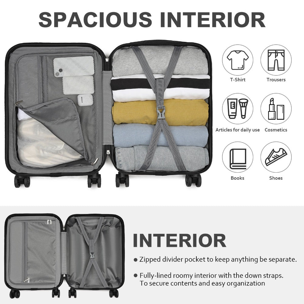 1 pieza de maleta de cabina de 20 pulgadas (55 cm) de ABS prémium con candado de combinación seguro para viajes sin esfuerzo, regreso a clases, regalo de vacaciones