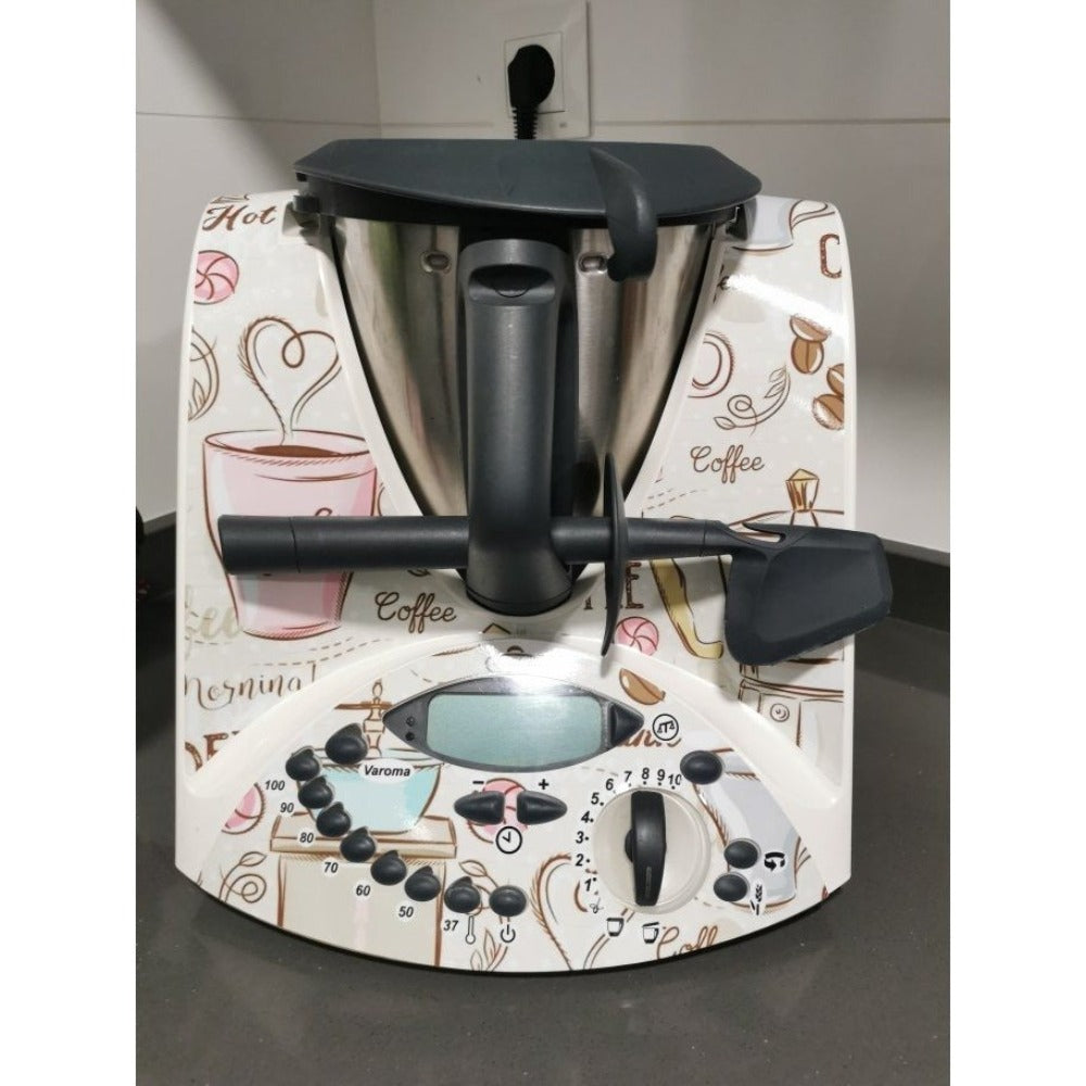 APCym Vinilo para Thermomix TM31 MOD. COFFE HOT Pegatinas decorativas compatibles con robot de cocina Thermomix TM31, diseño de accesorios de cocina, resistente al agua, autoadhesiva
