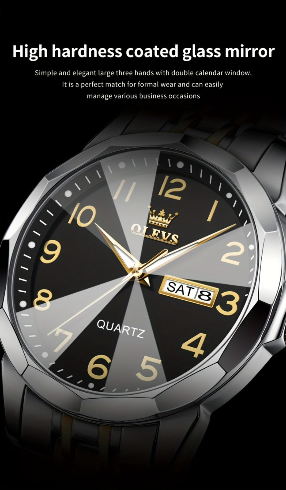 Reloj Luminoso OLEVS para Hombres con Fecha - Reloj de Vestir Analógico/Digital, Manecillas Luminosas e Indicador de Fecha, Reloj de Acero Inoxidable Minimalista para Negocios y Atuendos Informales - Esfera Azul/Negra/Blanca, Regalo Ideal de Navidad para