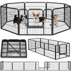 Costoffs Jaula para Perros de 80 x 60 cm con Puerta y Anillos para Piso, Ideal para Uso Interior y Exterior