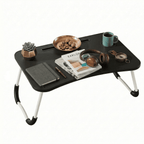 Mesa plegable para cama y sofá con portavasos, mesa auxiliar multifunción con atril para leer en la cama, bandeja multifunción para ordenador, libros, trabajo y estudio en casa (50x30x22cm)