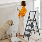 Escalera de 2/3/4 peldaños, escalera plegable con pedal ancho antideslizante, escalera doméstica, taburete multifuncional, fácil de guardar, carga máxima de 150 kg, escalera para el hogar, oficina, negra