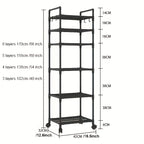 Estante de Almacenamiento Rodante de 5/6 Niveles - Organizador Multicapa de 167.64 cm - Ahorro de Espacio, Estante Ajustable y Multifuncional, Adecuado para Cocina, Baño, Sala de Estar, Oficina y Estudio, Solución de Almacenamiento Perfecta, Estante de Pi
