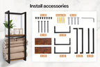 Estante de baño de pared de diseñador - Estante de almacenamiento de madera estilo rústico francés con estantes de madera duradera y estructura de acero, organizador de pared para toallas y artículos de aseo apto para baños modernos, spas, suites principa