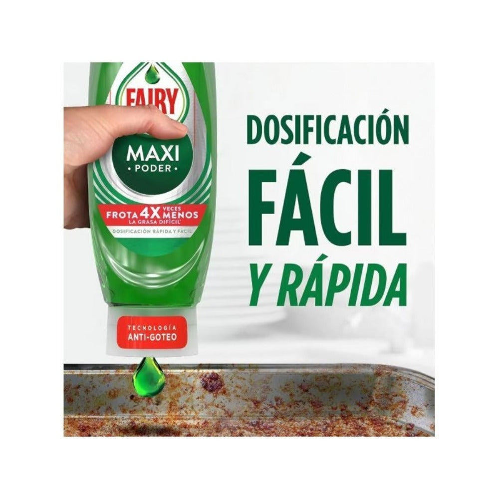 FAIRY Maxi Poder 900 ml Lavavajillas Liquido a Mano pack ahorro 2x450 ml Con Poder Antigrasa, Limpieza Facil Platos, Ollas Y Sartenes Mas Grasientas