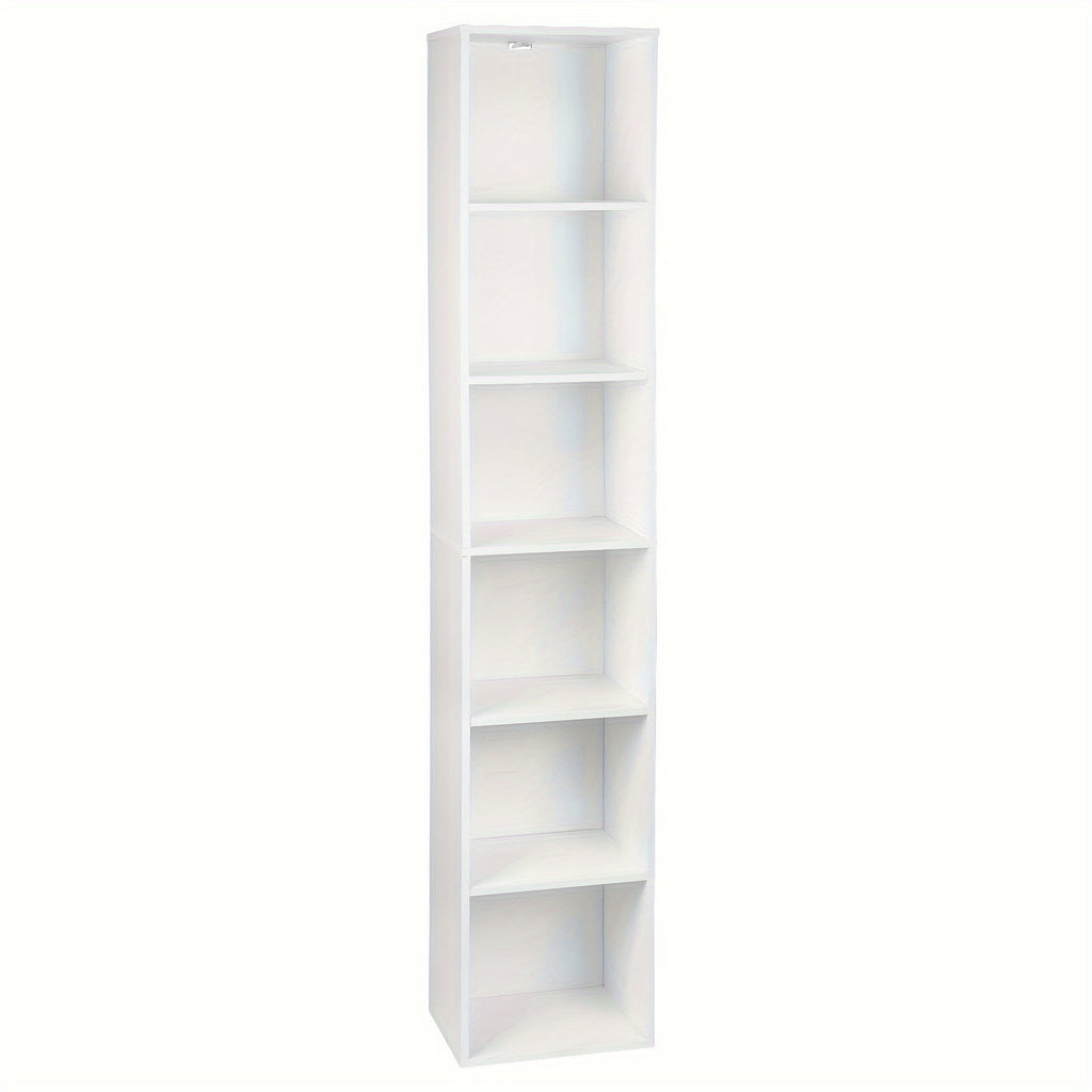 1pc Estantería con 6 Compartimentos, Estantería Cúbica Independiente, Estantería Vertical, Estante de Oficina, Estante de Almacenamiento, Estante para Archivos, Hecho de Material de Madera, 30x158,5x24 cm (Ancho x Alto x Grosor)