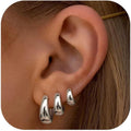 Set de 3 Pares de Aretes de Aro Dorados para Mujer, Aretes Dorados Plateados de 14K, Aretes de Aro Hipoalergénicos Pequeños, Aretes de Aro Ligeros, Aretes de Aro Gruesos Pequeños de Moda, Apilables para Múltiples Piercings