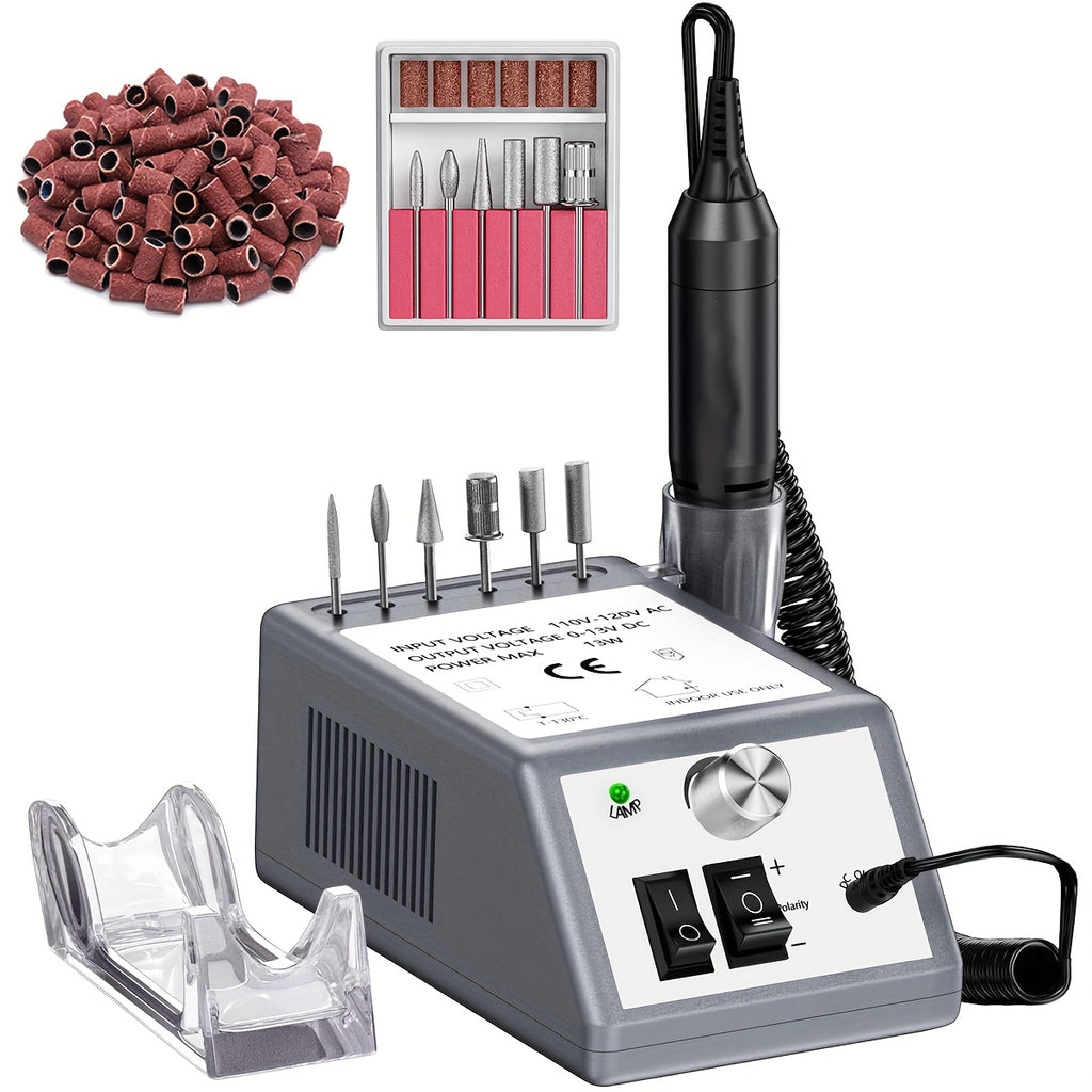 Torno Eléctrico para Uñas de 20000 RPM, Lima de Uñas, Set de Uñas Acrílicas para Manicura, Removedor de Esmalte de Uñas en Gel con 1 Paquete de Bandas de Lijado, Aleación de Aluminio