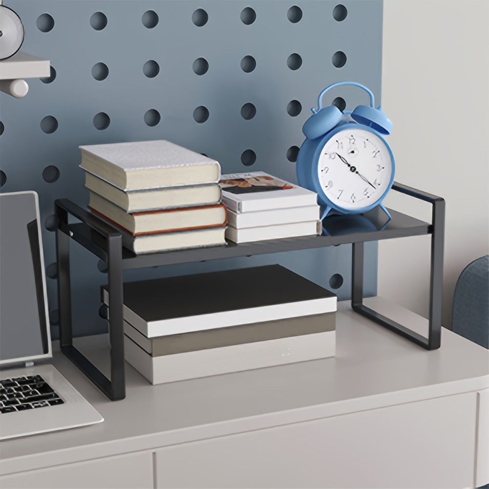 Organizador de Estantes de Cocina Metálicos Ajustables y Expandibles, Estante de Especias para Alacenas y Encimeras, Ideal para Despensa, Baño - Estantes de Soporte Superior Multiusos, Organizadores y Almacenamiento de Cocina, Estantes de Utilidad
